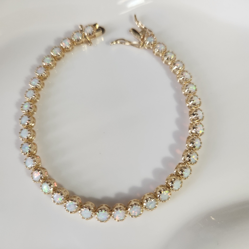 14k gold Plated opal bracelet